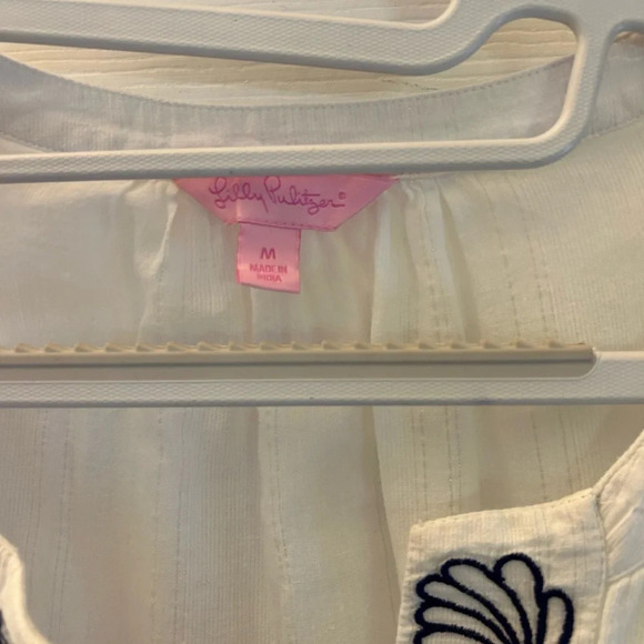 ! Lilly Pulitzer Blue Land and Sea Embroidered Thandie Tunic - Picture 4 of 5